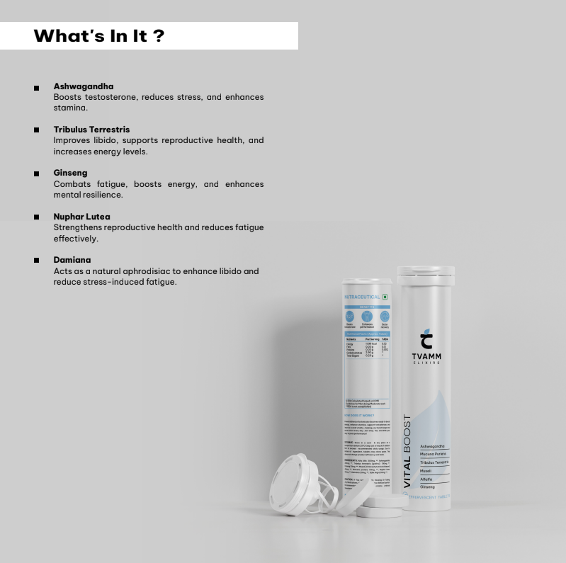 Vital Boost - Recharge Naturally Adaptogen Fusion with Ginseng, Ashwagandha, Mucuna Puriens, museli, alfaalfa & Tribulus