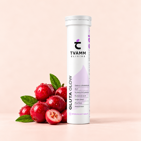 TVAMM Gluta Glow effervescent glutathione tablets tube with fresh cranberries