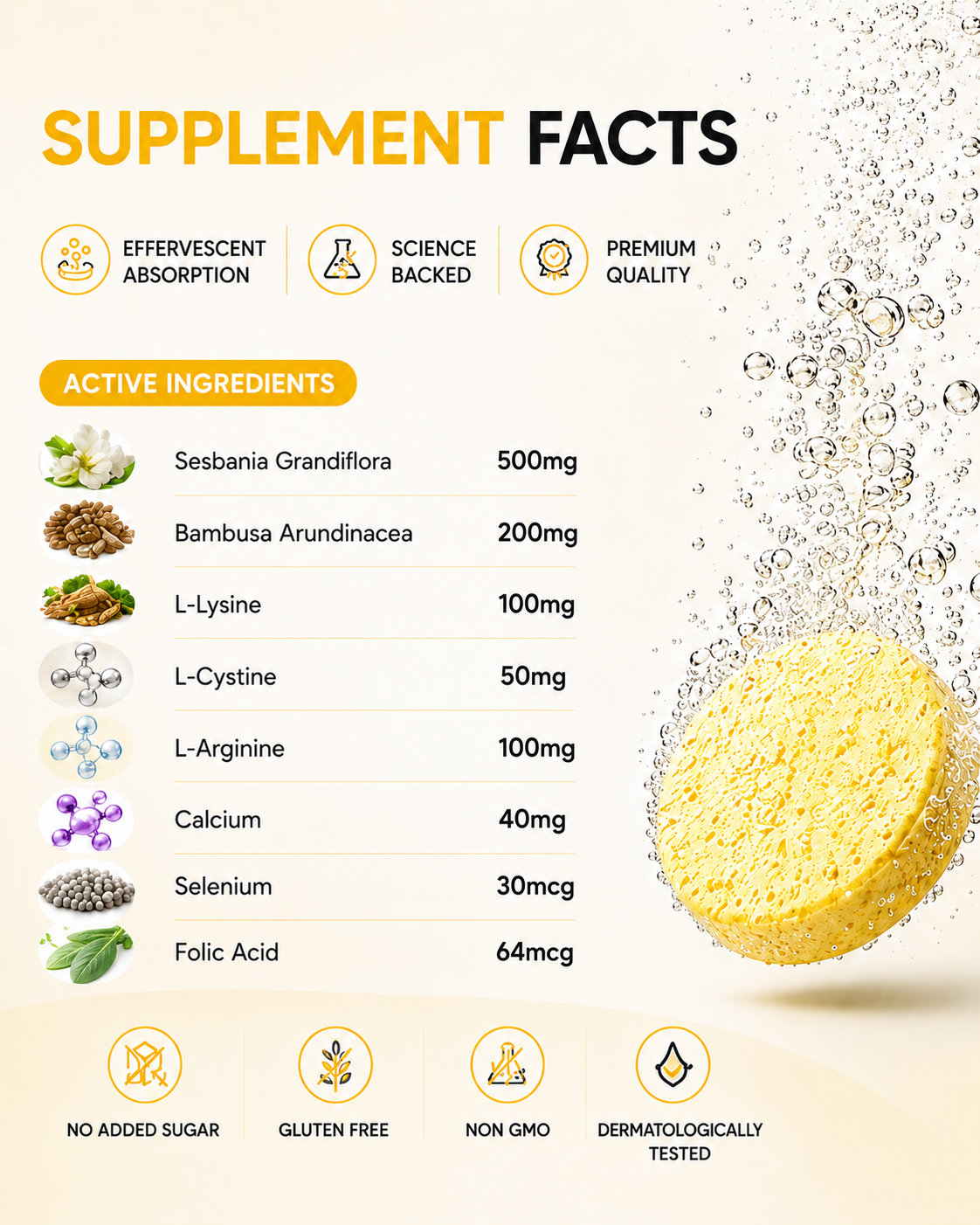 Hair Luxe ingredient content Sesbania Grandiflora amino acids for hair thickness