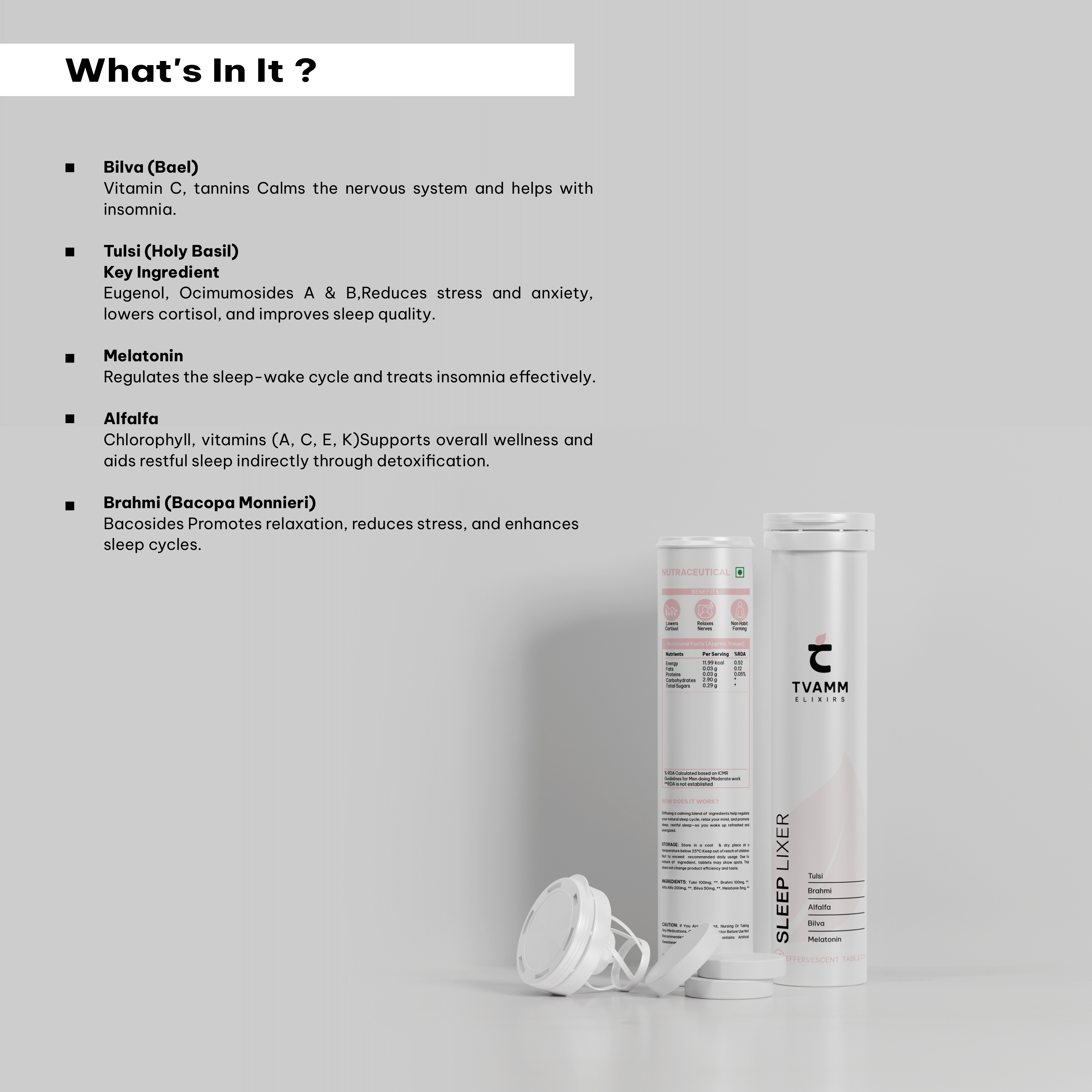 SleepLixer - Calm Mind, Restful Sleep Brahmi, Tulsi Formula