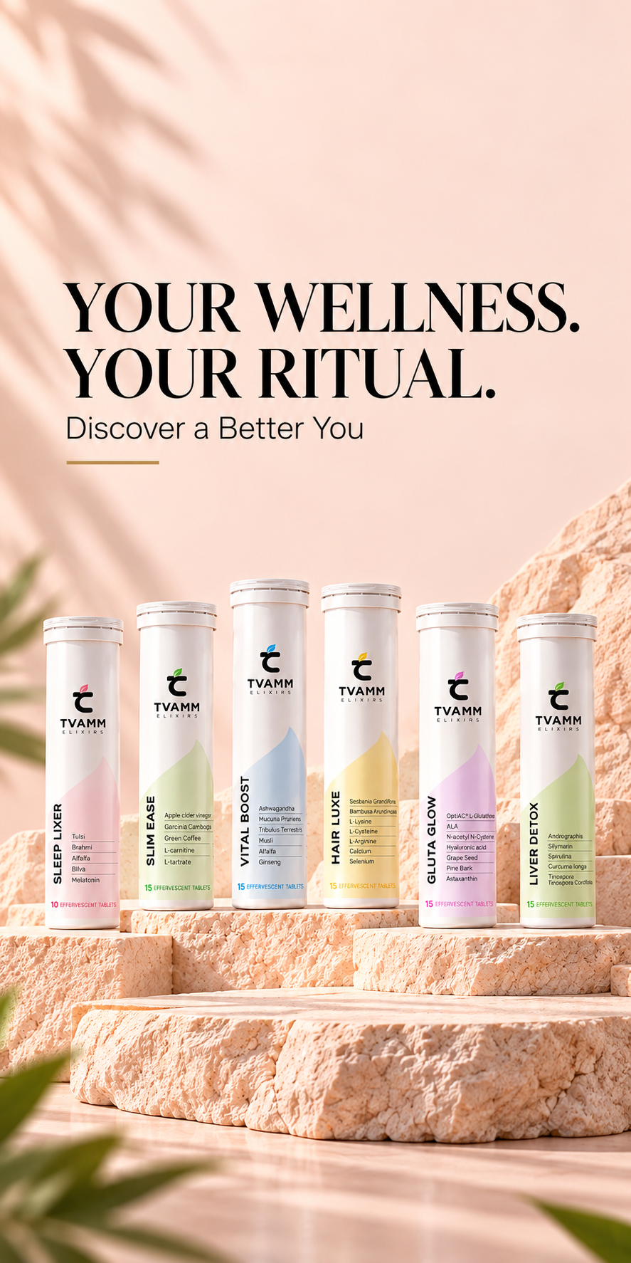 TVAMM Elixirs effervescent wellness range on display