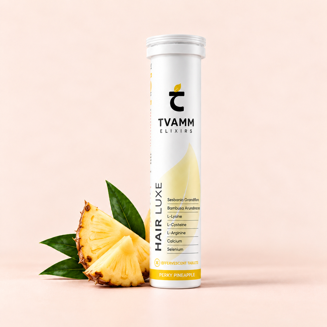 TVAMM Hair Luxe effervescent hair supplement tube, pineapple flavour
