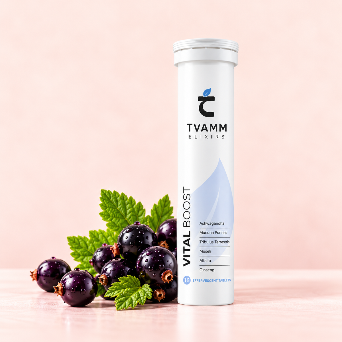 TVAMM Vital Boost effervescent tablets tube with blackcurrants